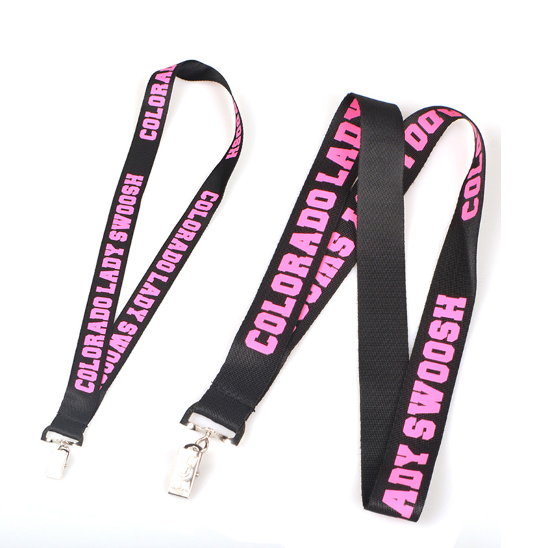 Colorful Printed Polyester Lanyards W/ Bulldog clip  