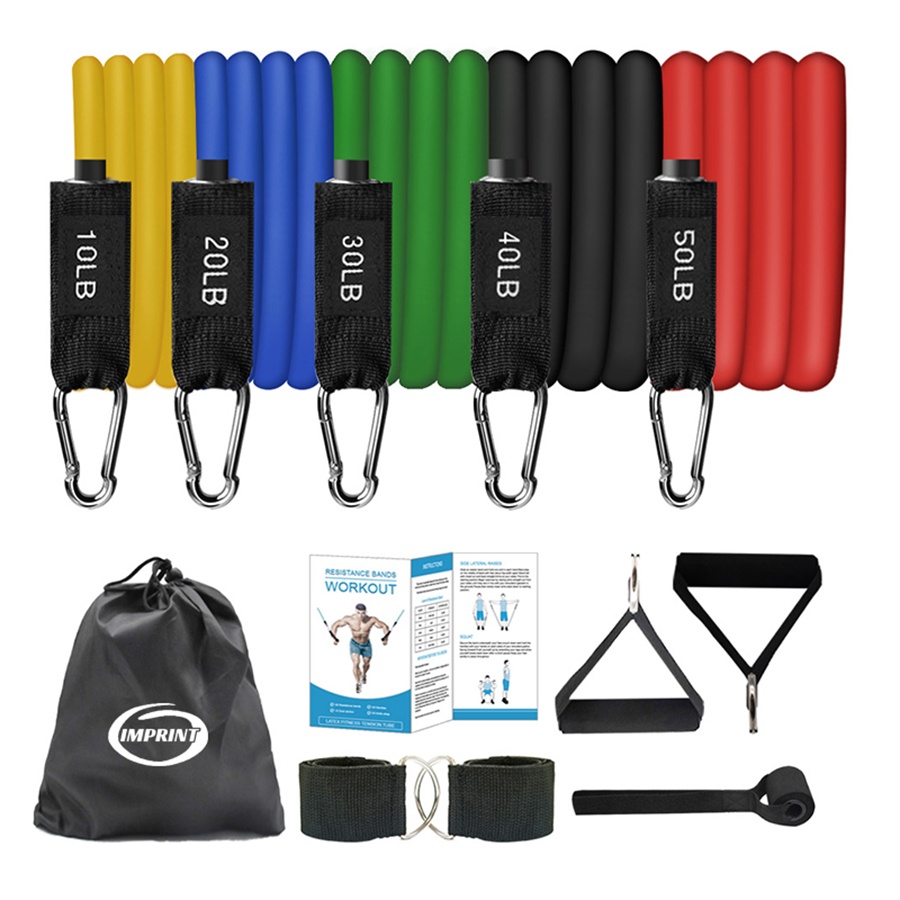 Professional 11-Piece Strength Training Resistance Tube Set with Portable Storage Pouch