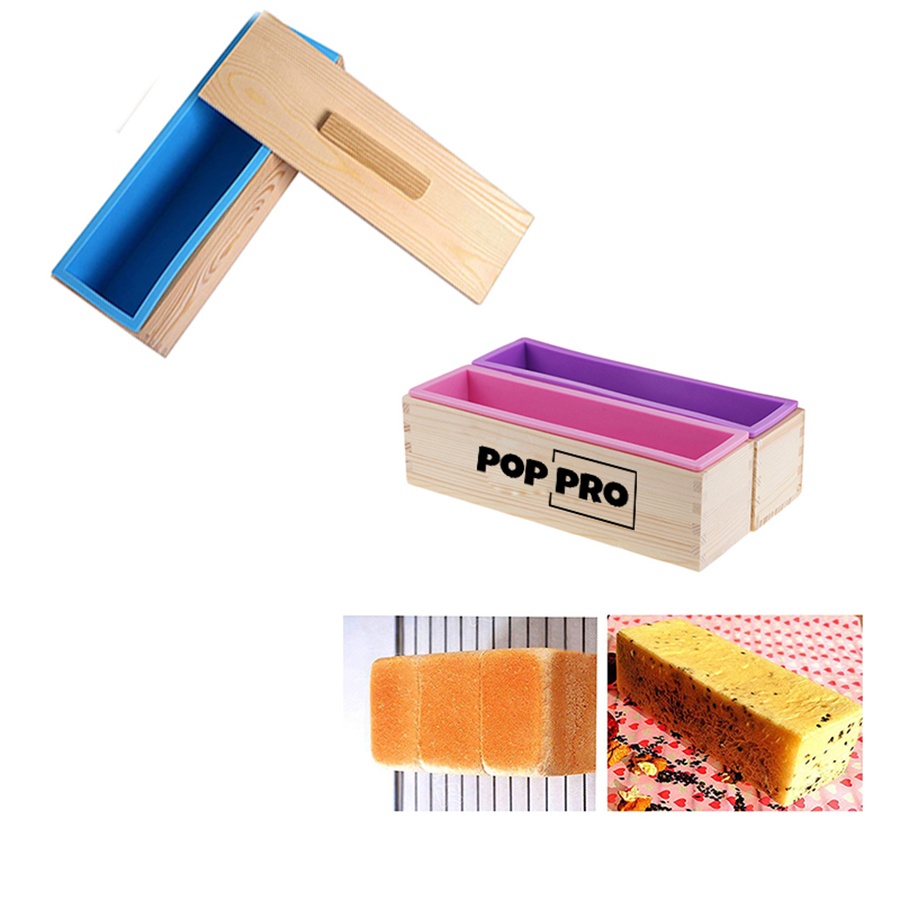 Large Capacity Loaf Soap Silicone Mold Set with Protective Wooden Box and Lid