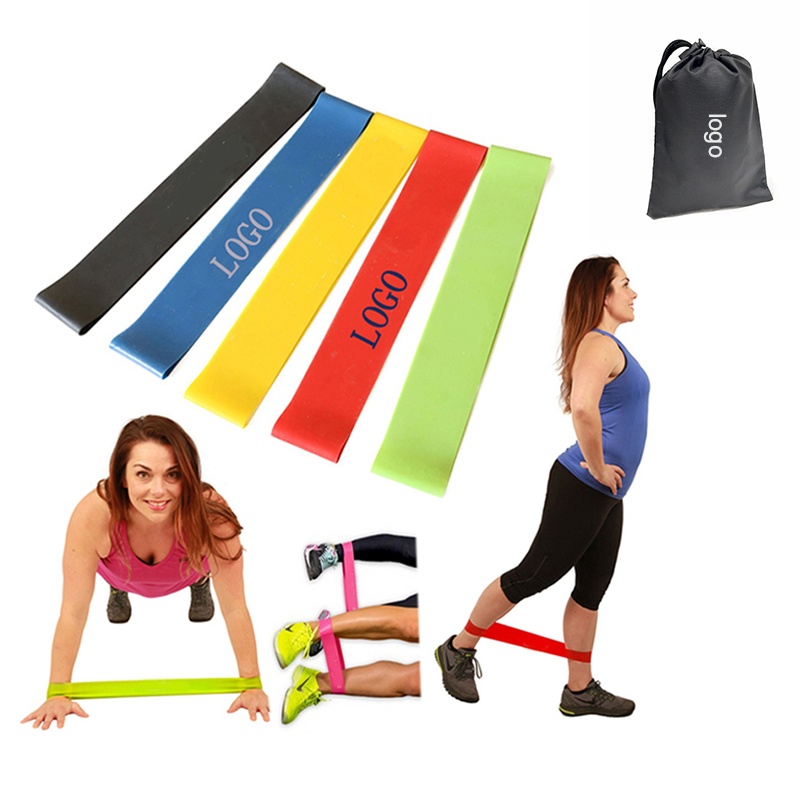 5-Piece Exercise Loop Band Set with Portable Storage Pouch